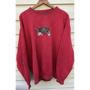 Vtg 90s Pinnacle Golf Sweater Mens XL Red Crew Neck Embroidered Knit